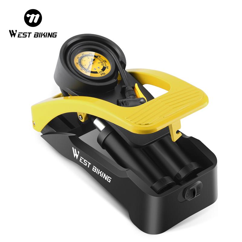 WEST BIKING Double Cylinder High Pressure Foot Pump Foot Labor-saving Electric Bike Bicycles Motorcycles Pump Equipment