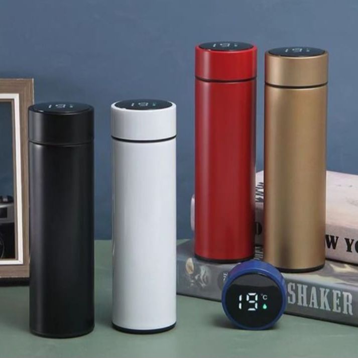 Stainless Steel Smart Cup Led Temperature Display Bottle, Round, 500ML