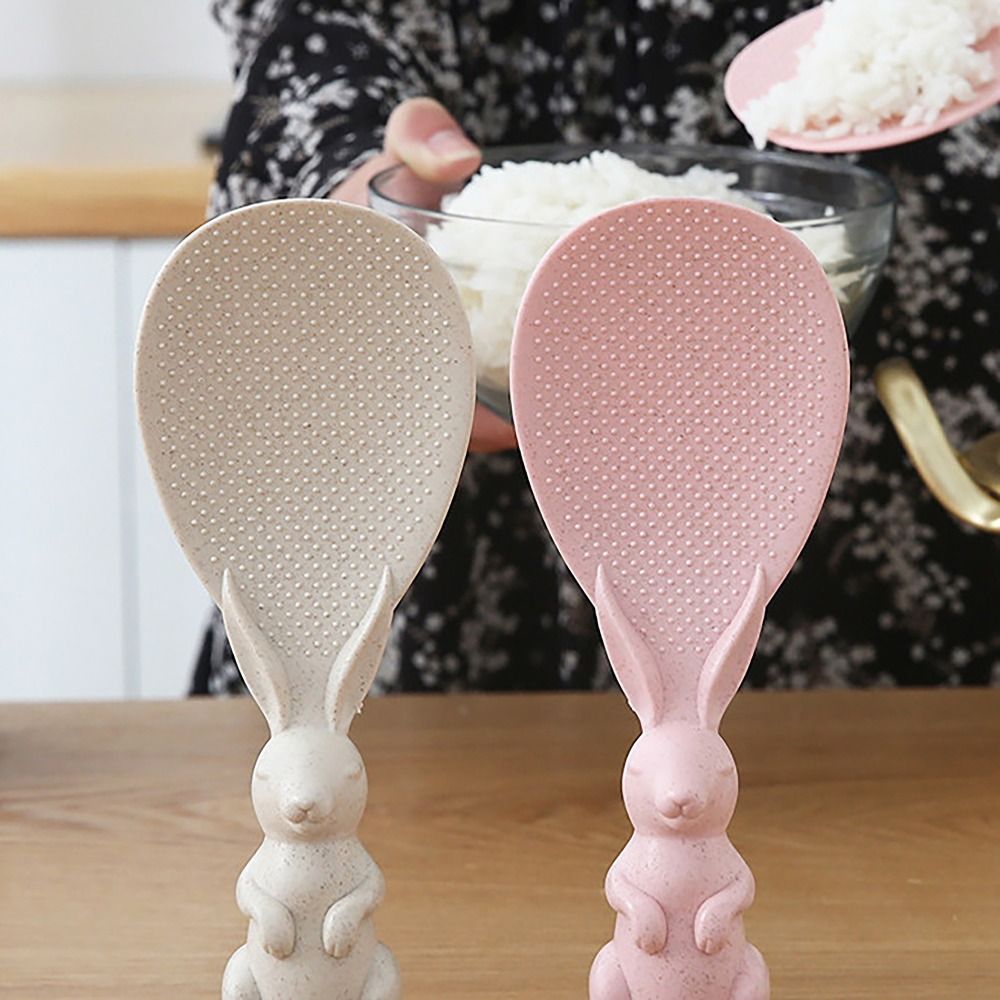 Standing Plastic Rice Spoon Non-stick Rabbit Handle Rice Shovel Kitchen Accessories Rice Scoop Home Kitchen