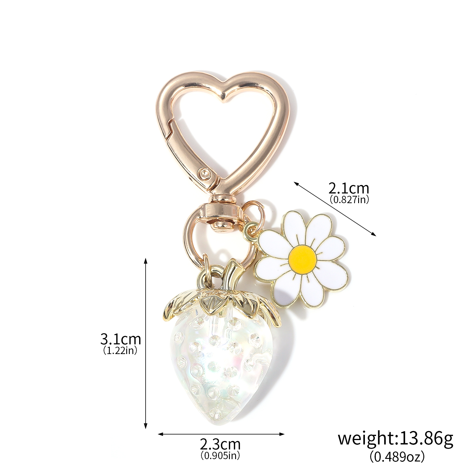 Men & Women Backpack Flower Daisy White Cute Strawberry Key Chain Y2k Fruit Kawaii Heart Key Chain Pendant Gift Jewelry Gifts