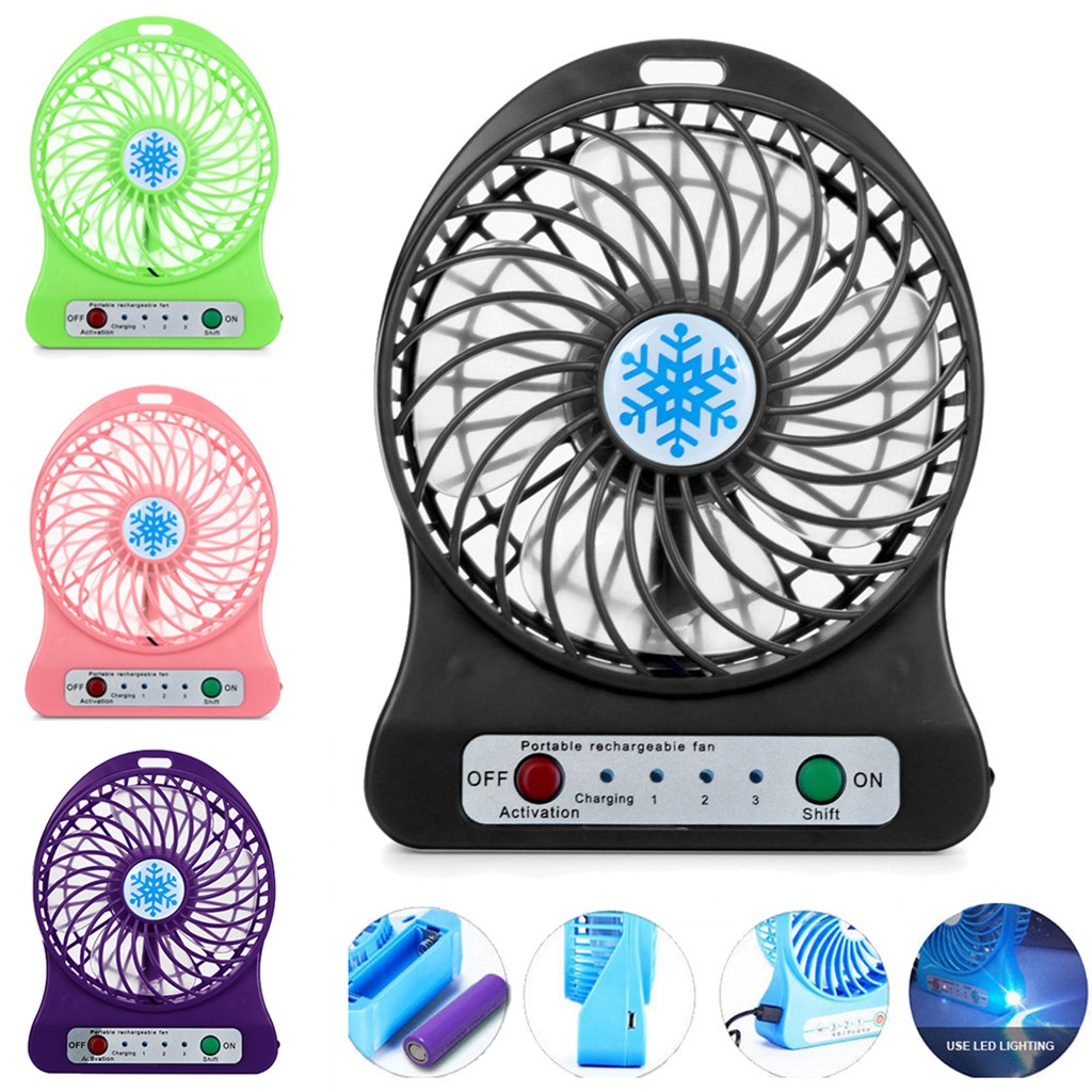Silent USB Mini Desk Fan - Portable, Rechargeable & Foldable | Mute Cooling Fan with LED Light - Perfect for Summer, Travel & Home