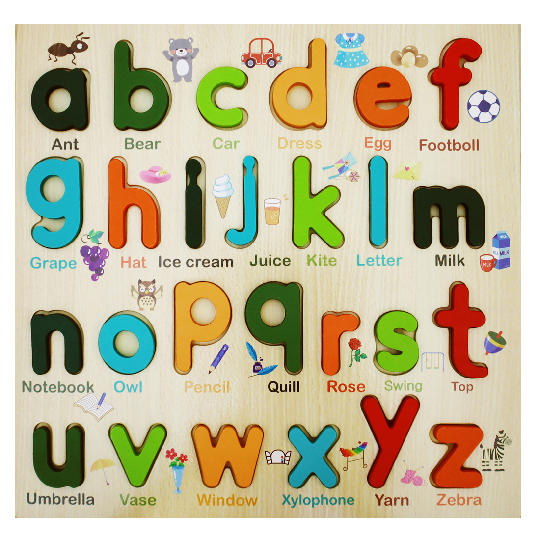 3D Wooden English Alphabets (A-Z) Puzzle Blocks Board, Early Learning Educational Teaching Montessori Toy for Baby