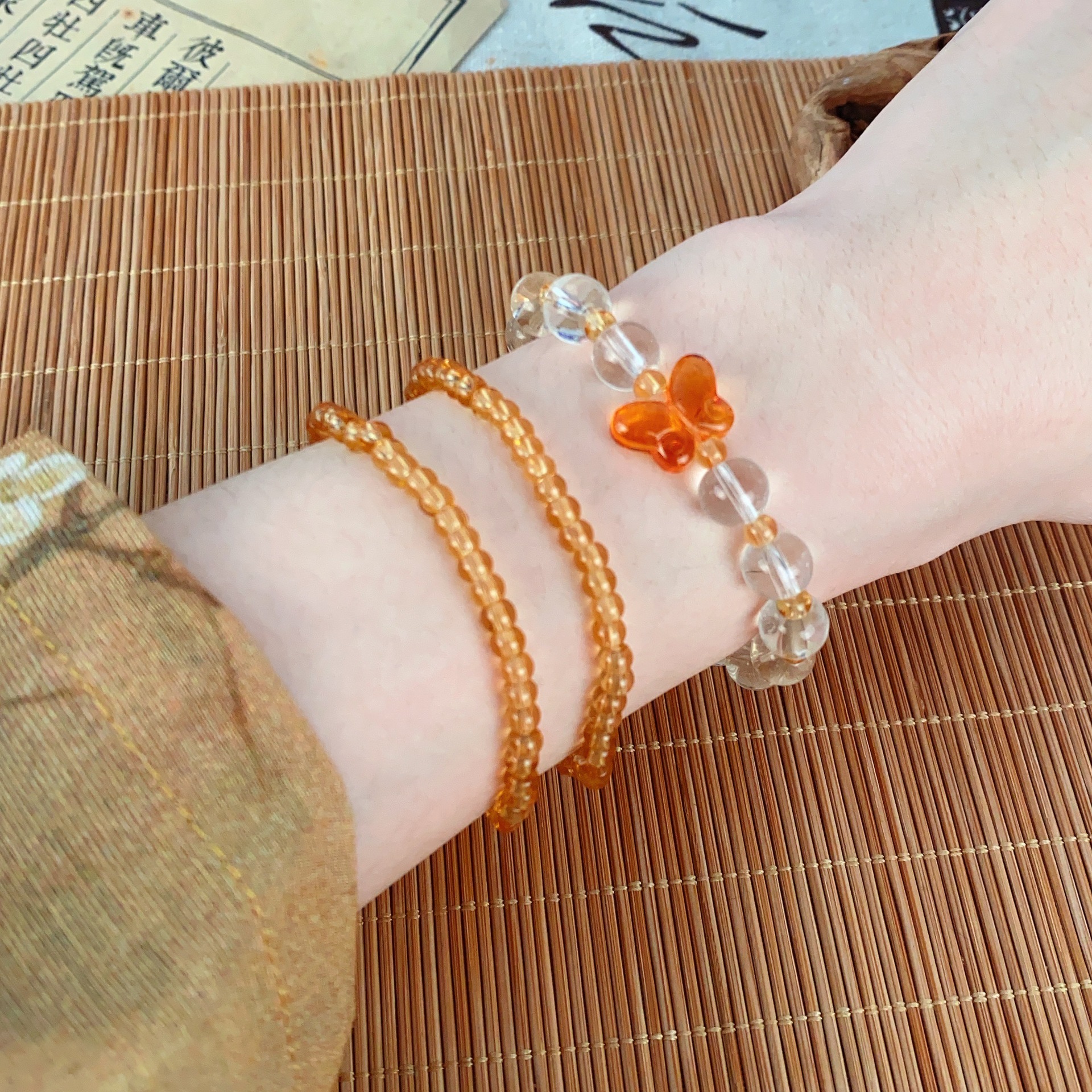 【Top-notch quality】New Chinese Butterfly Beaded Bracelet Women's brown Butterfly Machine Niche Design All-match Trendy Bracelet