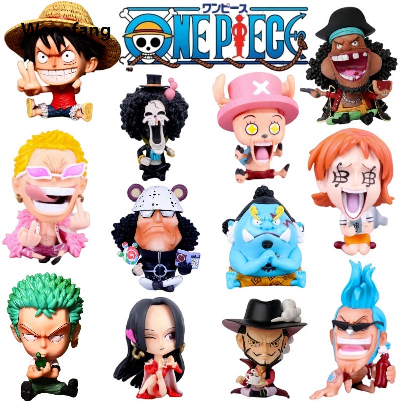 Wenefang Hot 8-10cm One Piece Anime Figure Confident Smiley Luffy Roronoa Fifty percent discount Zoro Q-Version Action Figurine PVC Model Kids Toy For Christmas