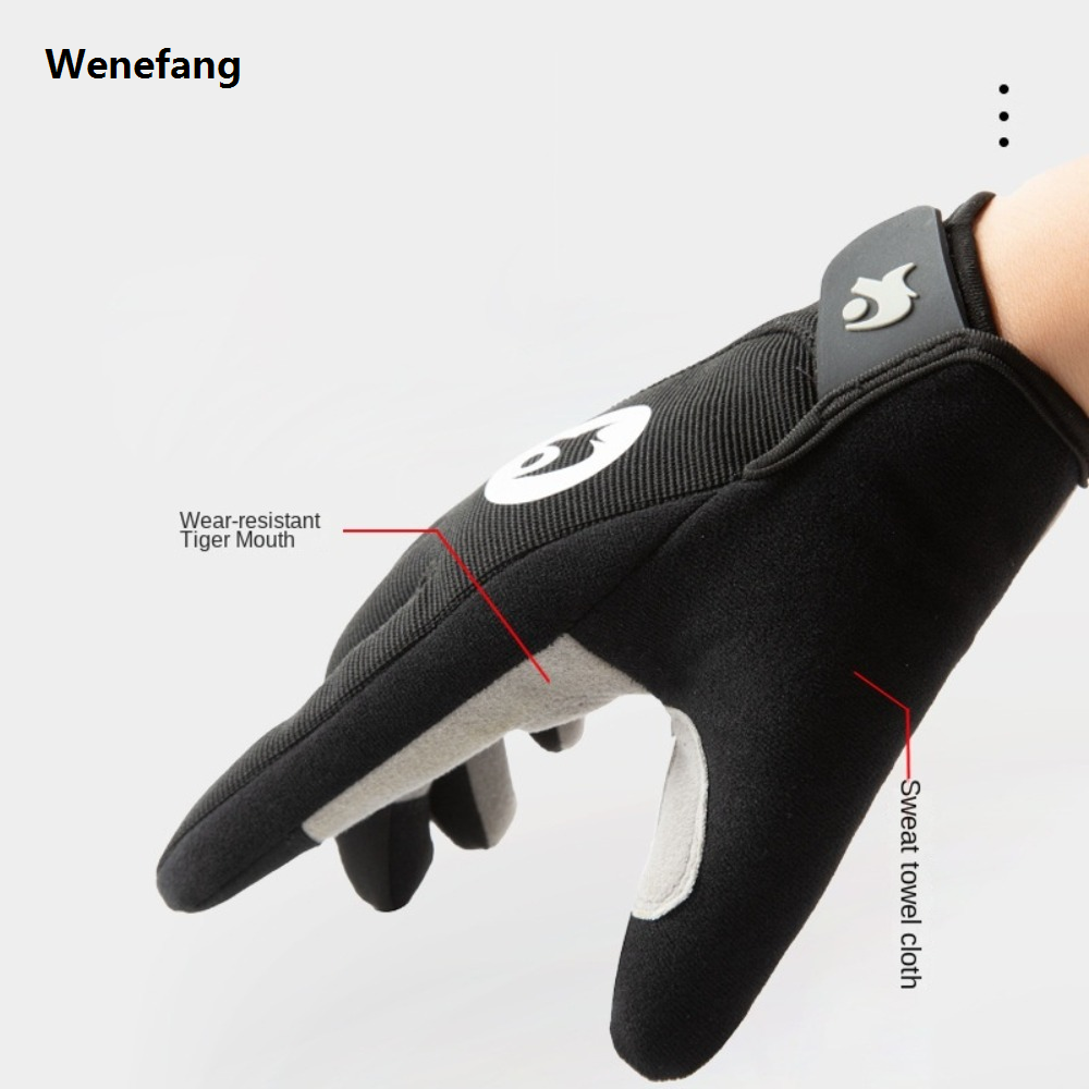 Wenefang 1Pair Gel Full Finger Cycling Gloves Anti-Slip Anti-sweat Anti Shock MTB Road Bike Gloves Bicycle Left-Right Hand Gloves