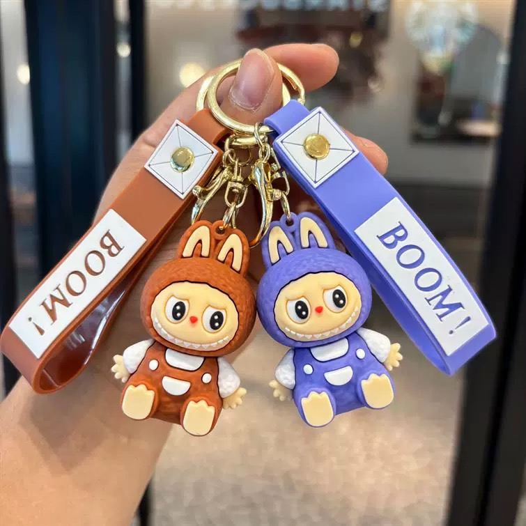 New Labubu the monster Creative Labubu Cute Cartoon Figure Key Chain Bag Car Key Chain Gift Pendant, Labubu