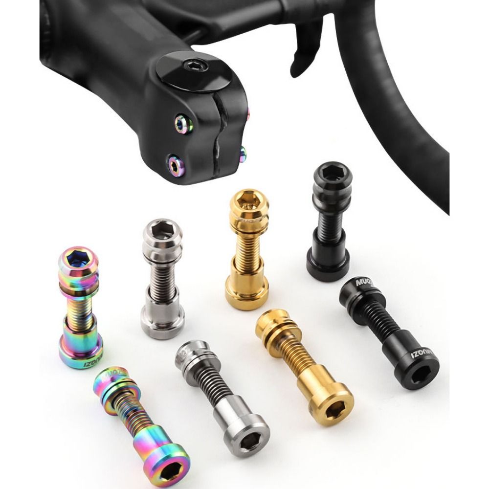 Carbon Fiber Riser Aluminum Alloy Bicycle Stem Fixing Nut M5*17mm M5x19mm Bike Handlebar Stem Lock Bolt Fixing Bolts Ti Bolts Bike Lock Screw Fastener MTB