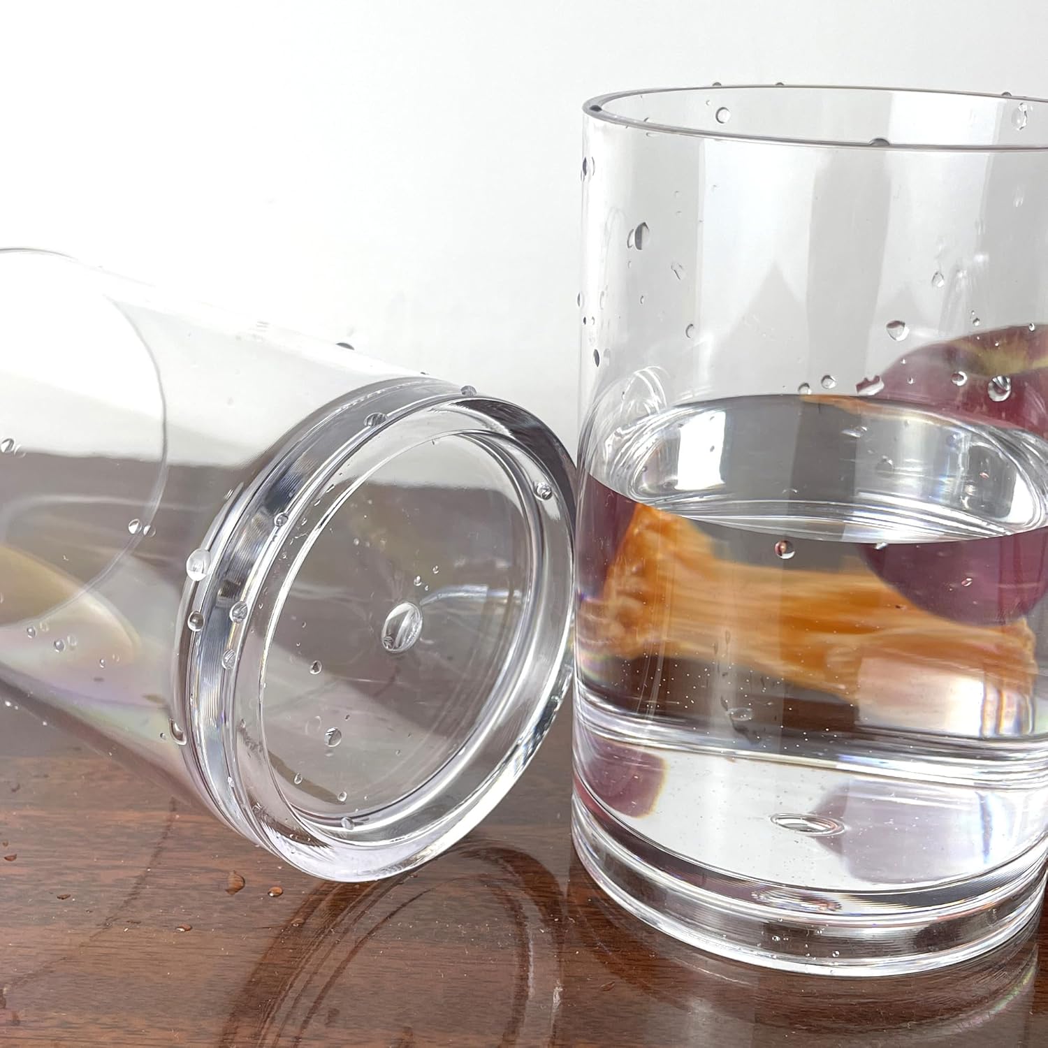 Clear Drinking Cups, Unbreakable Highball Glasses set of 2, Reusable Stackable Water Tumblers, BPA Free Dishwasher Safe