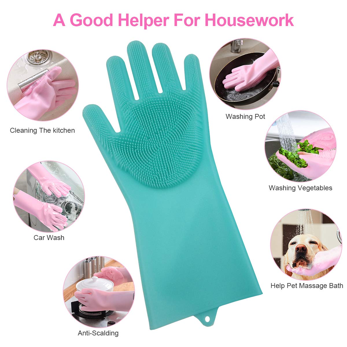 Magic Silicone Dishwashing Gloves 1 Pair