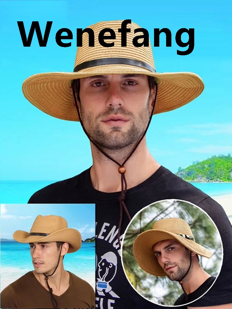Wenefang Hat for Women Fresh Summer Straw Hat Sun Protection Korean Version Foldable Protection Beach Large Brim Hat