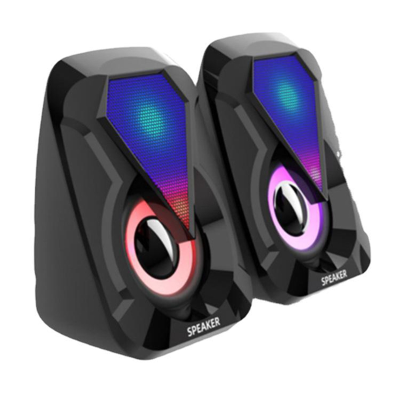 Mini USB Wired Computer Speaker USB Powered RBG Gaming Speakers RGB Lighting Desktop Gaming High Volume for Computer/Monitor/Laptop/PC