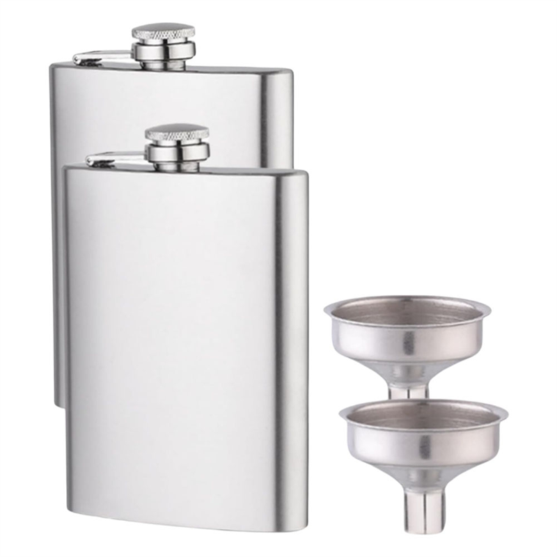 NAMUNY Hip Flask X2 Stainless Steel 304 8 Oz with Funnel - Leak-Proof, Stylish and Portable Bottle Set for Men and Women