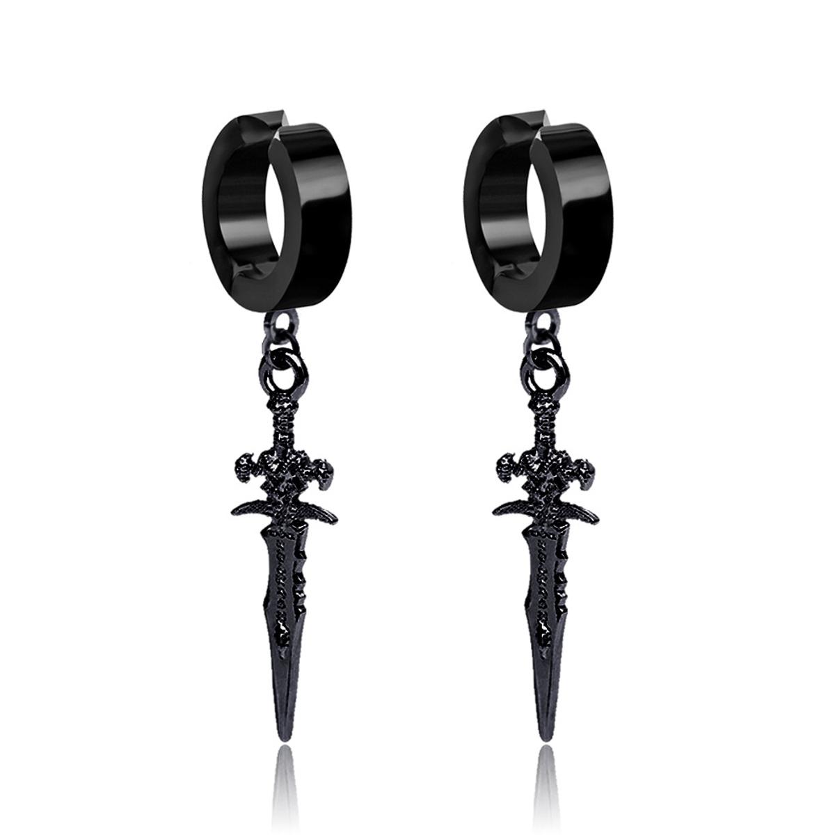 【VisioN Super Shop】1 pairs stainless steel ear earrings for men women cross black earrings jewelry gifts