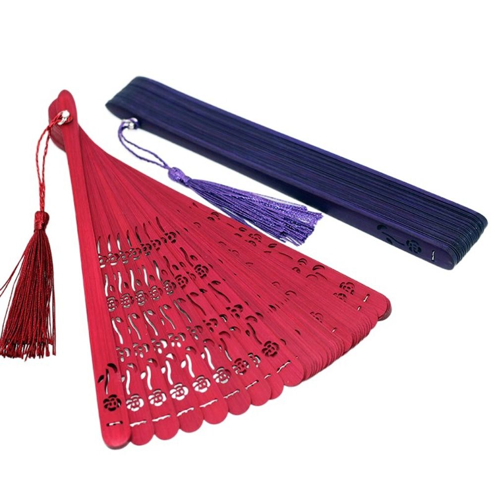 Fashion Chinese Style Bamboo Folding Fan Handmade Multi Color Han Fu Dance Carving with Tassel Dancing Fan for Home