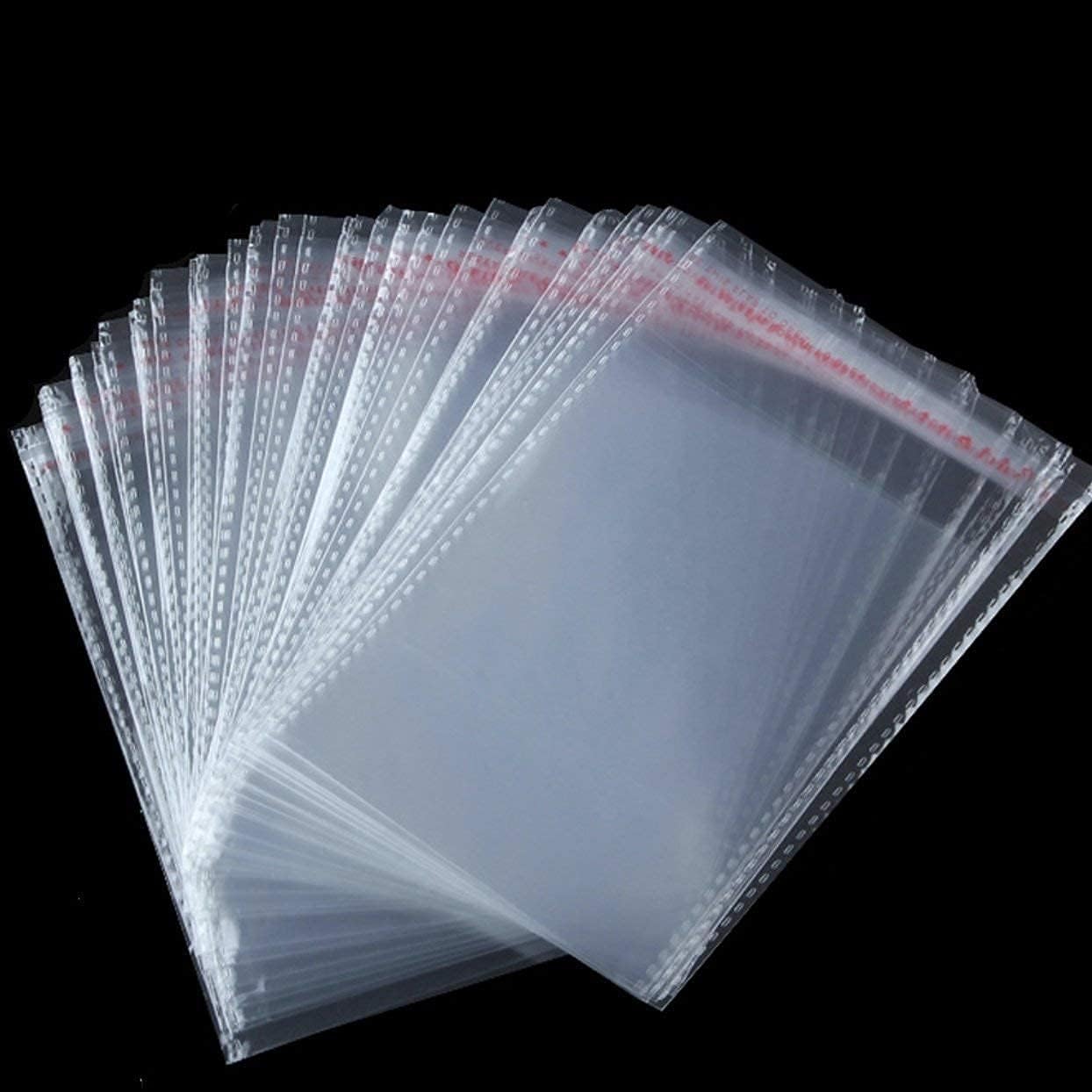 100 Pieces (6 X 8 Inch) Plastic Polythene Clear Bags Small Size Pouches Transparent Self Adhesive BOPP Bags For Jewellery Packing