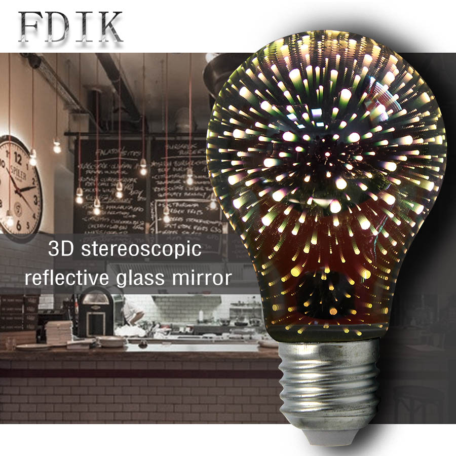 NEW 【Innovative design】A60 3D Night light 110V 220V 4W Stars s Effect Edison LED Bulb E27 Holiday Christmas Home Decorative Lighting Table Lamp