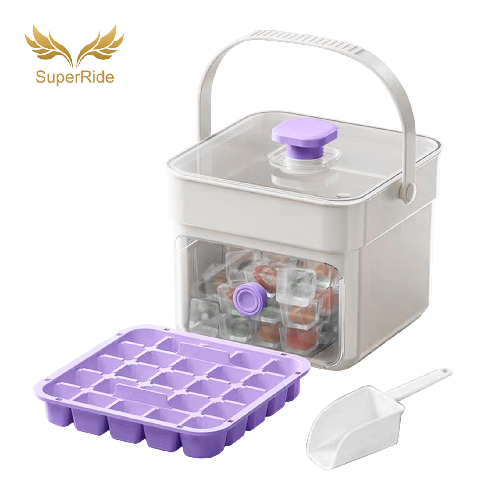 SuperRide Odor Resistant Ice Tray 2-in-1 Large Capacity 25-cell Ice Tray with Easy One-click Release Ice Maker Storage Bin Set - for Camping