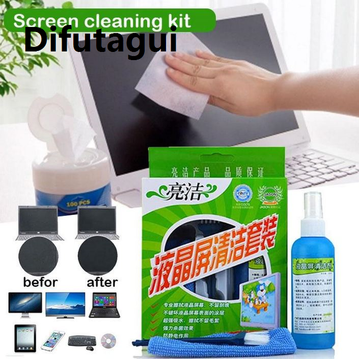 Difutagui 3 in 1 Laptop Cleaning Kit Monitor TV PC LED LCD Screen Cleaner Cloth Brush