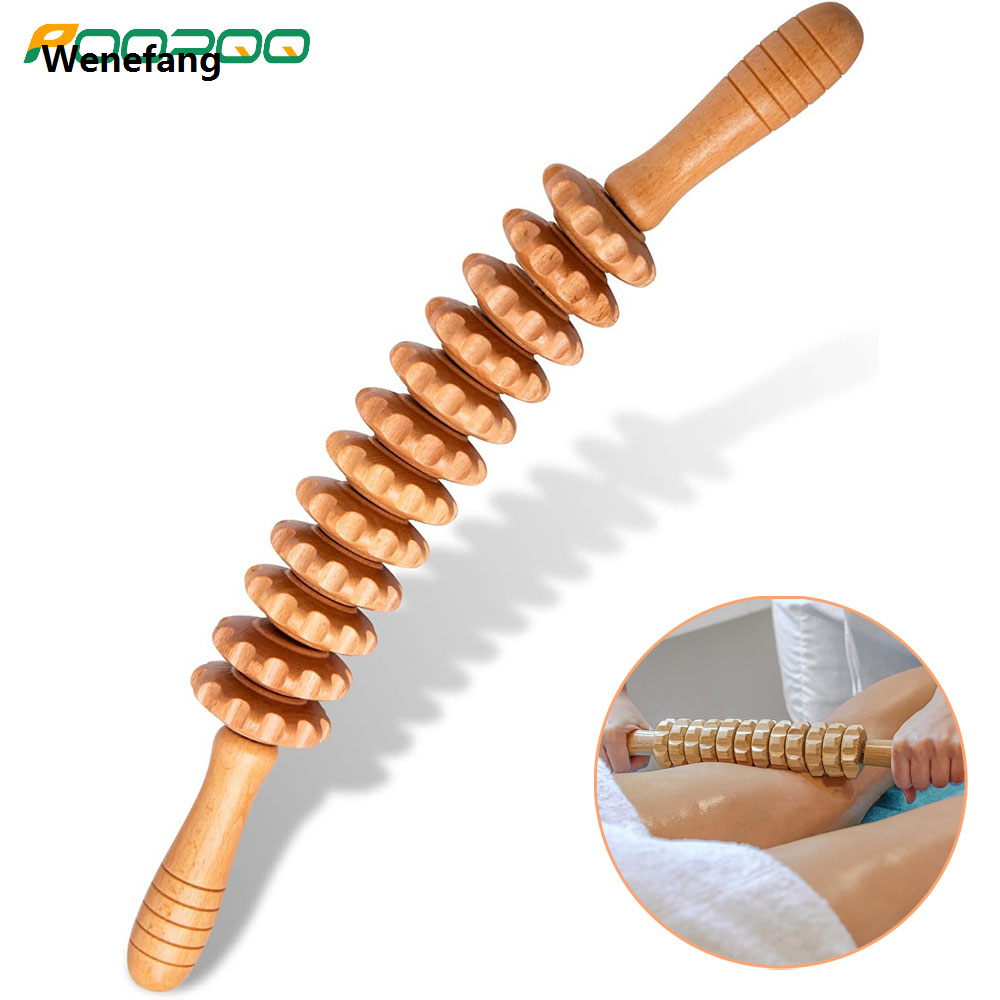 Wenefang Curved Wood Therapy Massage Roller Tools, Lymphatic Drainage, Cellulite Hot Selling Massage Wooden Muscle Roller Stick for Waist and Thigh