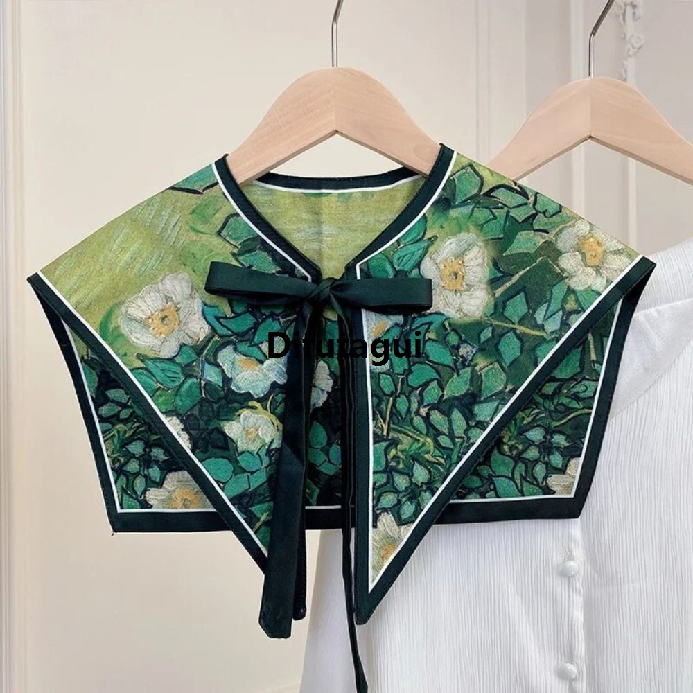 Difutagui Detachable Shirt Collar New Half Shirt Necklace Shawl Floral Luxury Pattern False Collar Women Vintage Shoulder Wraps