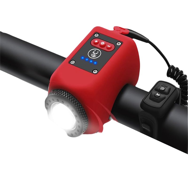 Bicycle Horn Light with Floodlight with Charging Taillight Red
