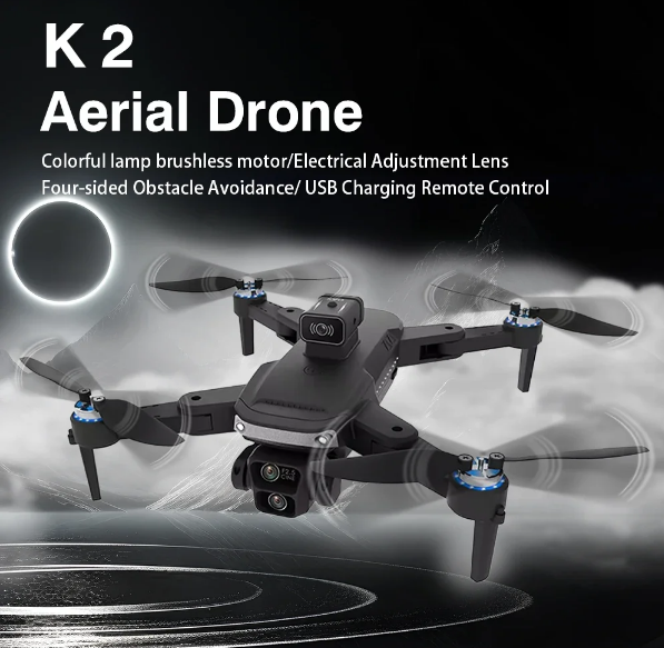 K2 4K HD Foldable Drone With Remote Control, Gesture & Obstacle Avoidance - Perfect For Kids & Adults, 3D Stunts, FPV Live Video