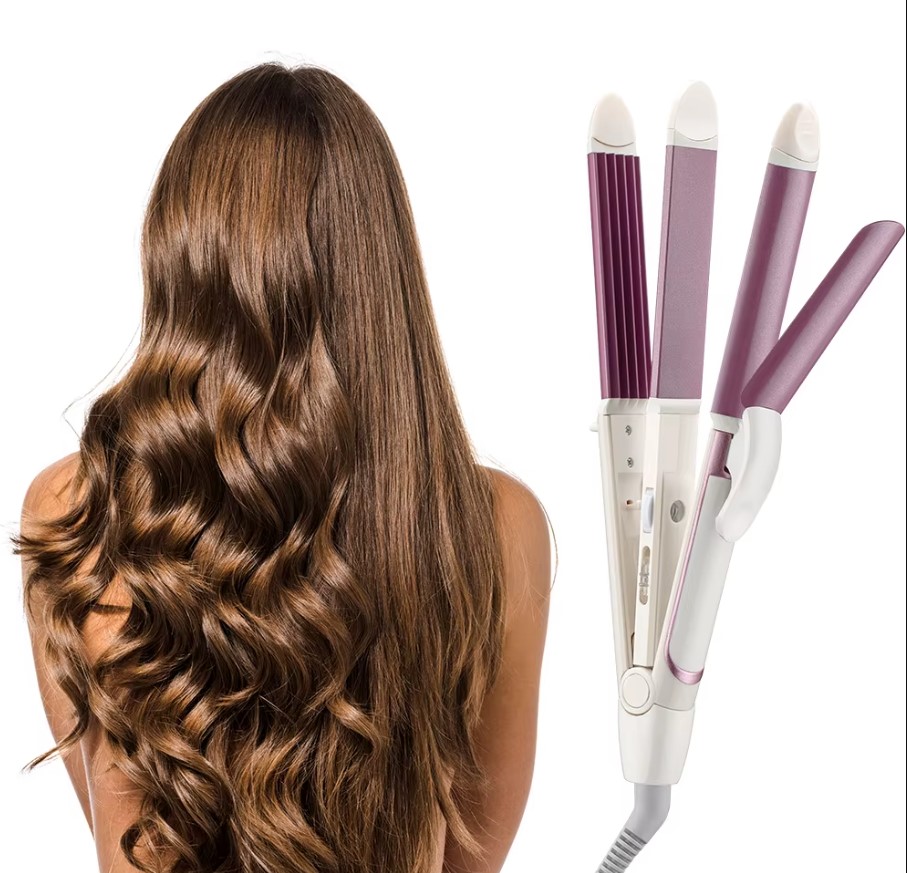 4-in-1 Professional Hair Styling Iron - Straightener, Curler, Waver & Clamp Styler | Multi-Functional Beauty Tool / By ShopHill