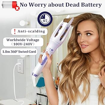 Automatic Hair Curler with LED Display, Perfect Rotation, Temperature Control, No Tangle