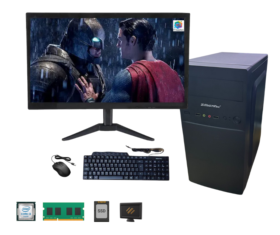 Computer Set Assemble Desktop PC Set with Monitor Intel Core I3 Processor