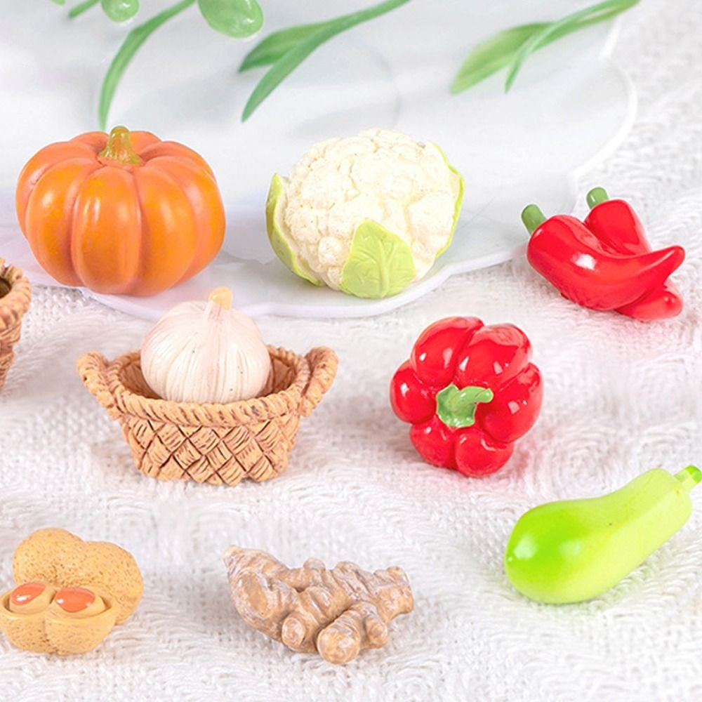 Kid Toy Cute Vegetable Figurines Miniatures Mini Resin Crafts Simulation Vegetable Basket DIY Handicrafts Vegetable Model Window Display