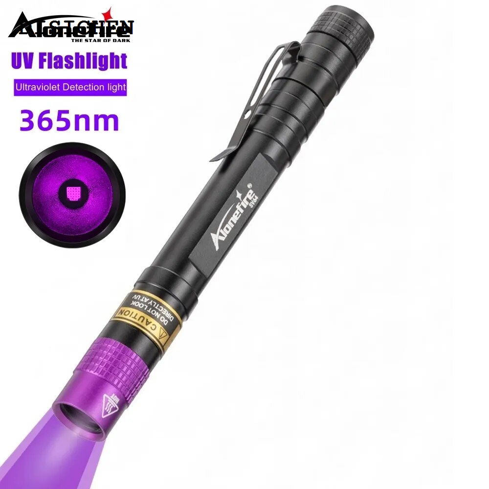 DISICHEN 【2025 Version】 SV64 365nm UV led flashlight powerful Black Light Invisible Torch Money Scorpion Cat Pet Stains Marker Ore Check Use AAA battery