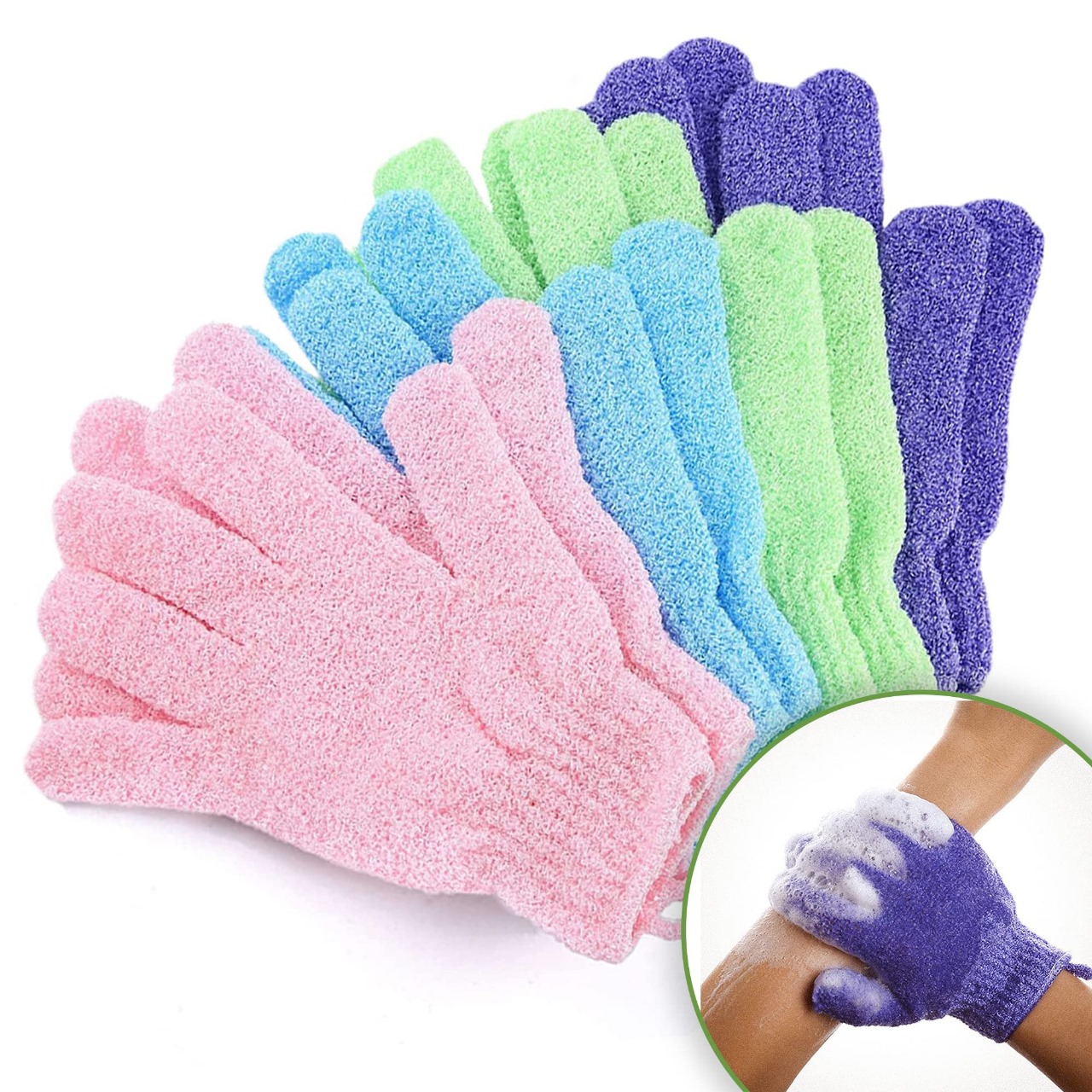 1 Pcs Body Exfoliating Gloves for Shower, Bath Scrub Wash Mitt for Women, Men, Spa, Massage (Multicolor)