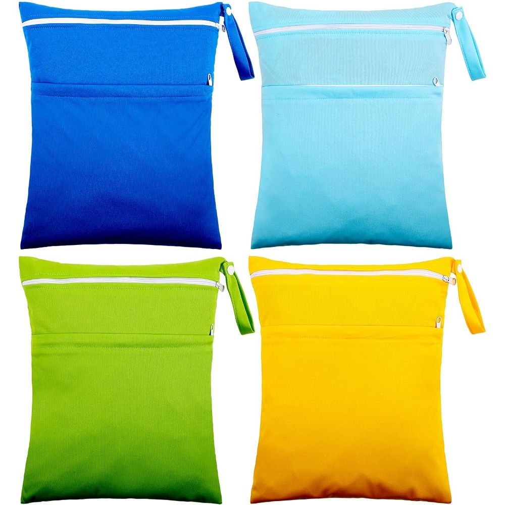 New Waterproof Wet Dry Bag Toiletries Bag with Two Pockets Diaper Storage Bag Reusable Swimsuit Storage Yoga Gym Bag Bathing