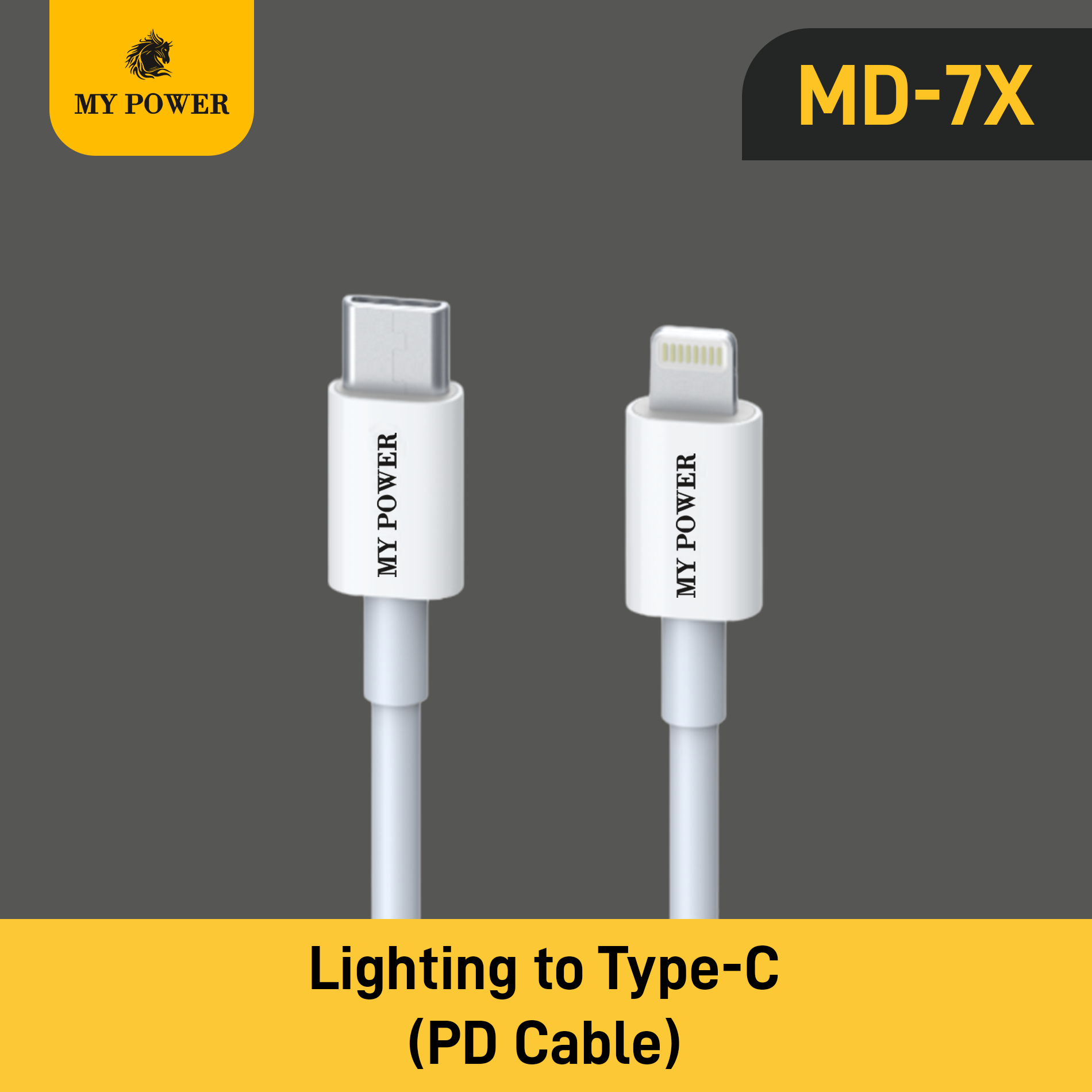 Mypower MD7X 1M 27watt PD Fast Charging Cable, Type-C to Ios Data Cable, High Speed & Durable Design
