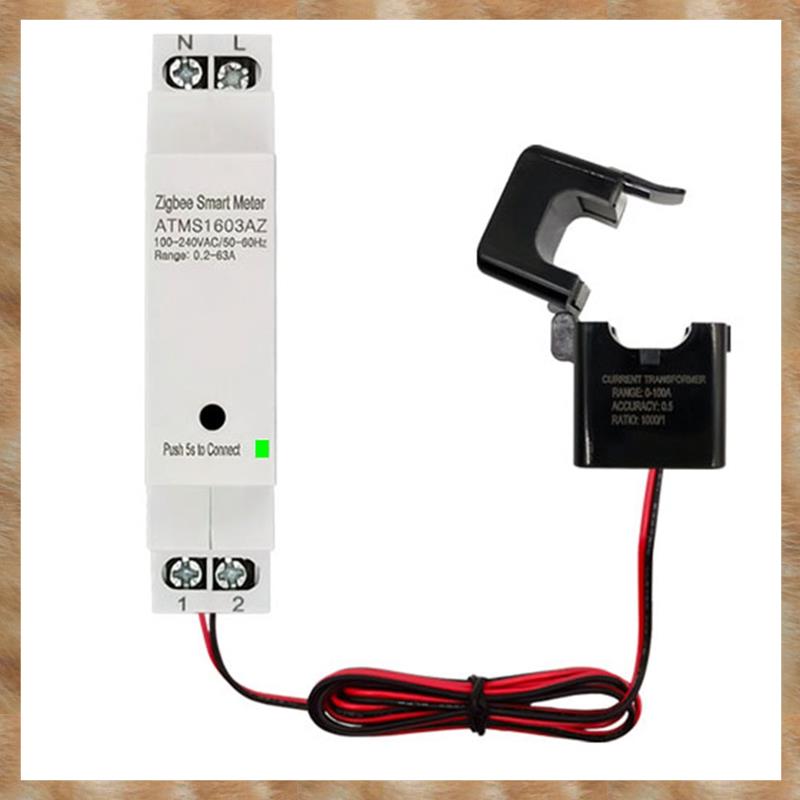 App Monitor Electricity Statistic 110V 240V Tuya Smart ZigBee Energy Meter Din Rail (63A)