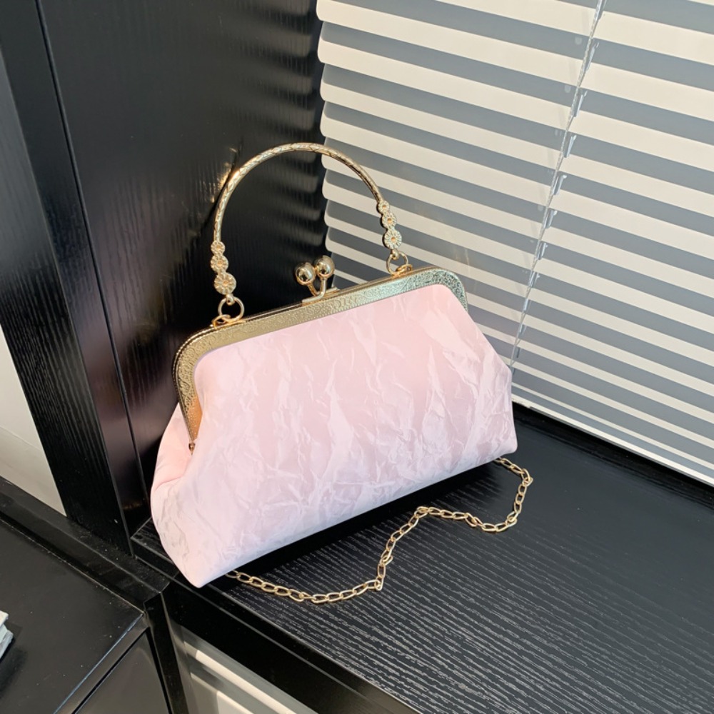 2024 Gold Velvet Evening Bag Elegant French Vintage Clutch Bag Fashion Luxury Chain Purse Women Female