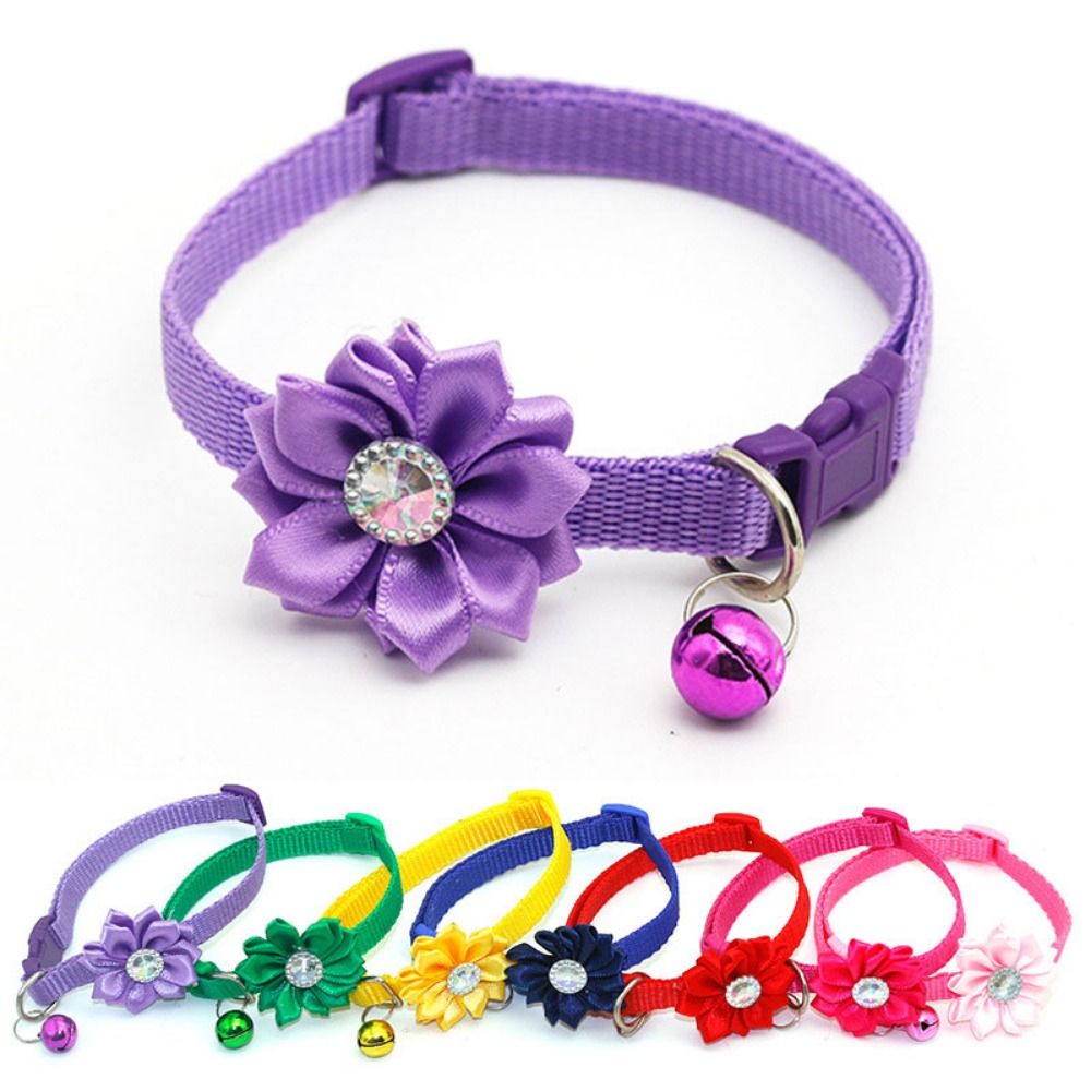 Lovely Adjustable Pet Bell Flower Collar Cute With Flower Bells Cat Flower Necklace Small Dog Neck Ring Pet Party