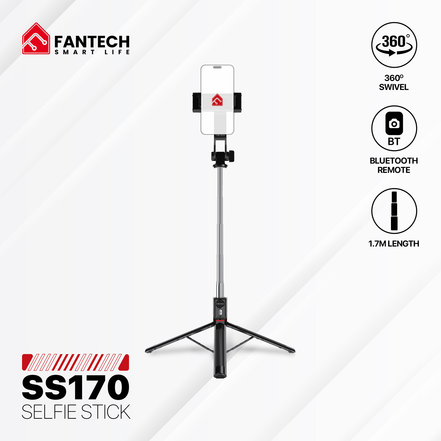 Fantech SS170 Selfie Stick with Bluetooth Remote Control Monopod