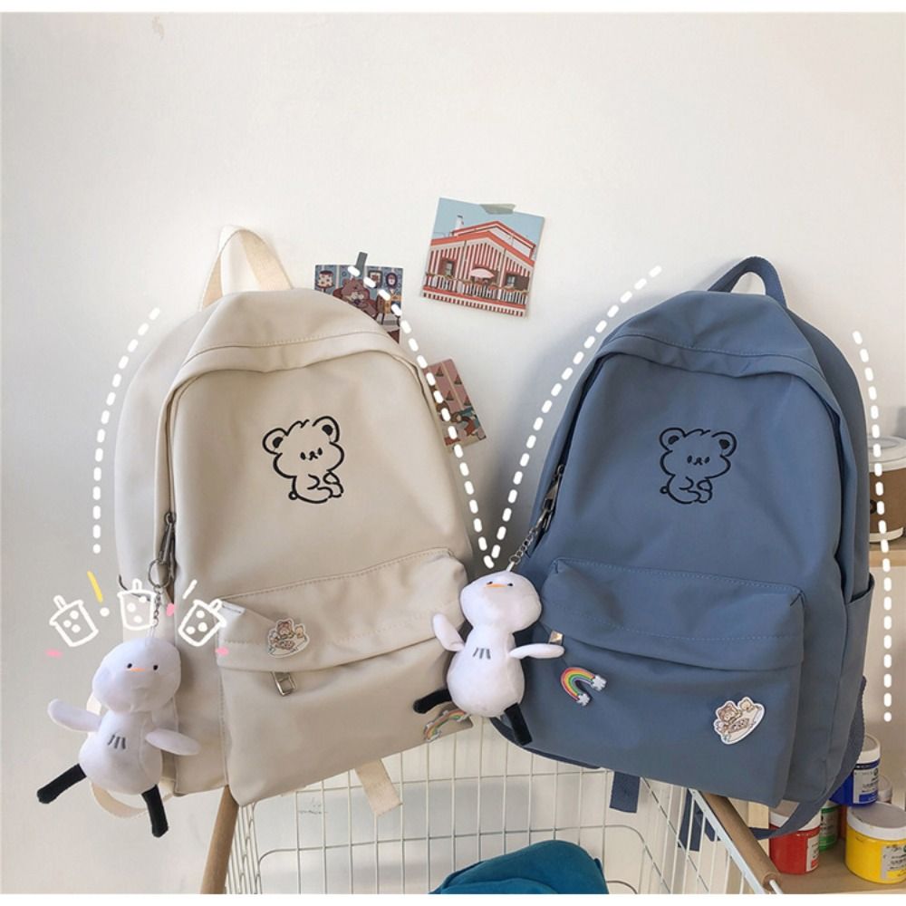 Casual Oxford Student Schoolbag Solid Color Large Capacity Laptop Rucksack Wear-resistant Lightweight Travel Backpack
