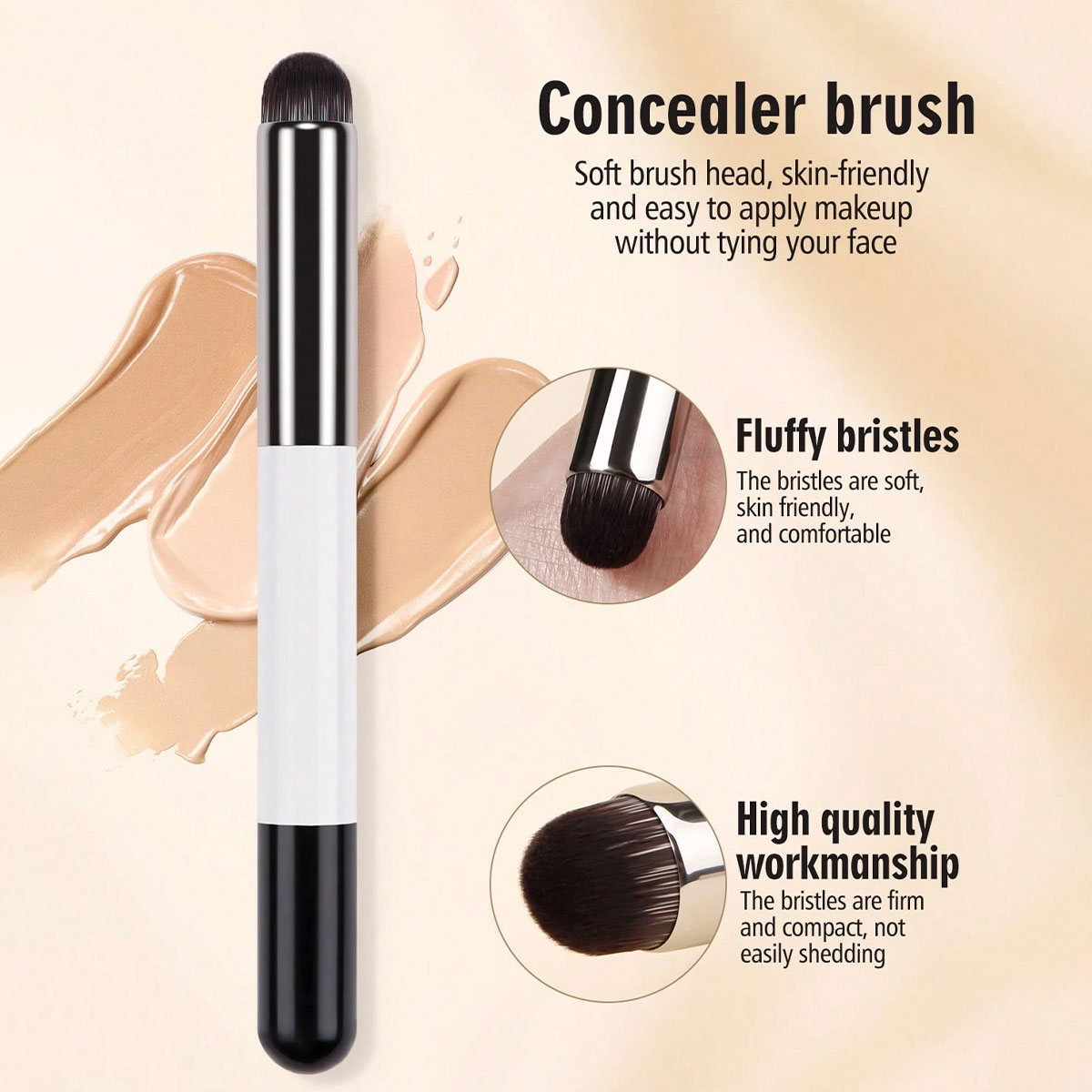 Makeup Portable Flawless Concealer, Dark Circles, Blemish Brush 2pcs/1pc High Quality Concealer, suitable for acne, blemishes, tools