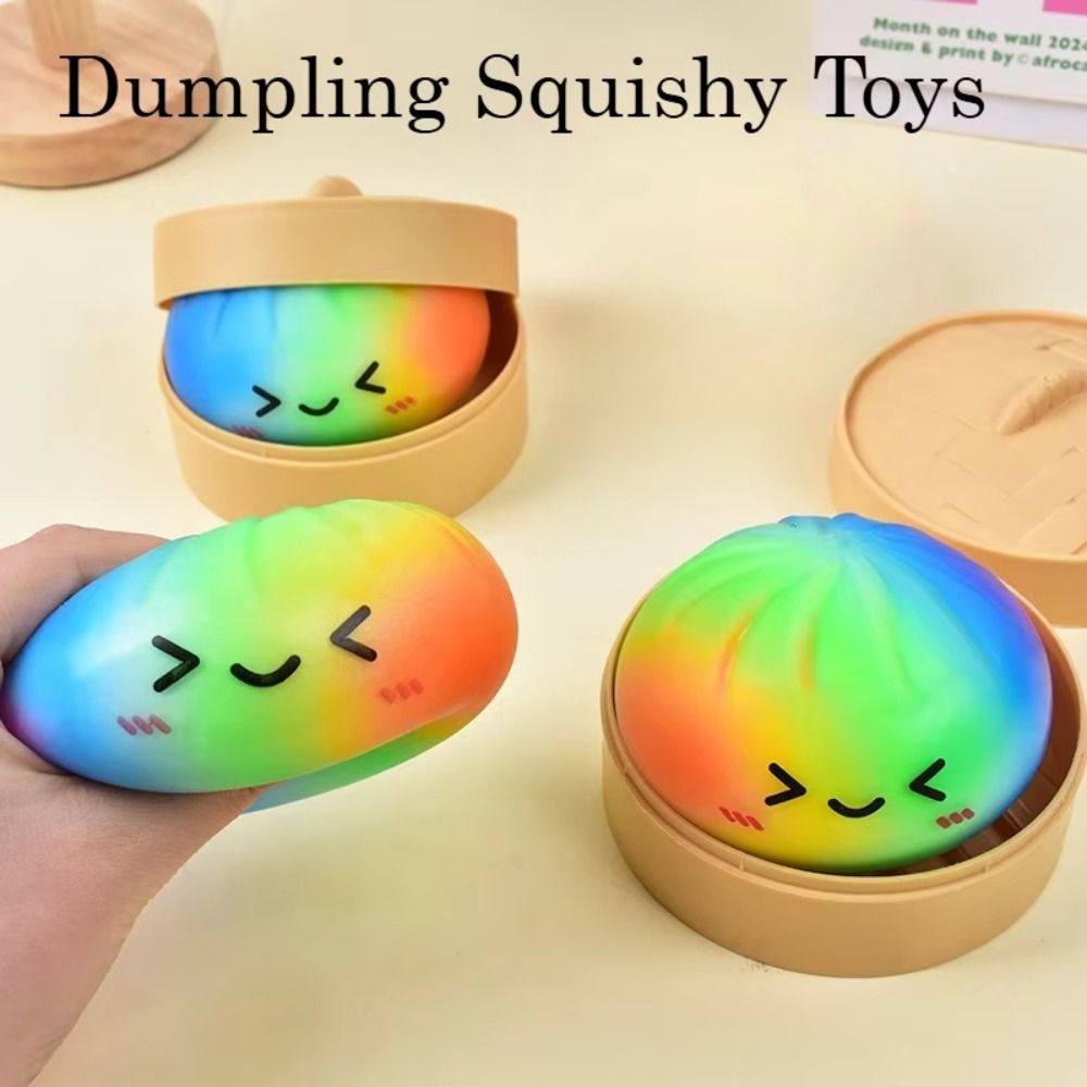 Creative Rainbow Color Dumpling Squishy Toys Slow Rebound Cute Soft Squishy Dumpling Pinch Slow Rising Sensory Fidget Ball Children Gifts