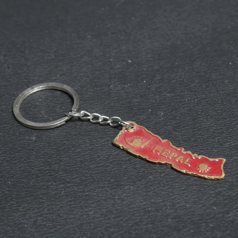 Nepal Map Brass Keyring