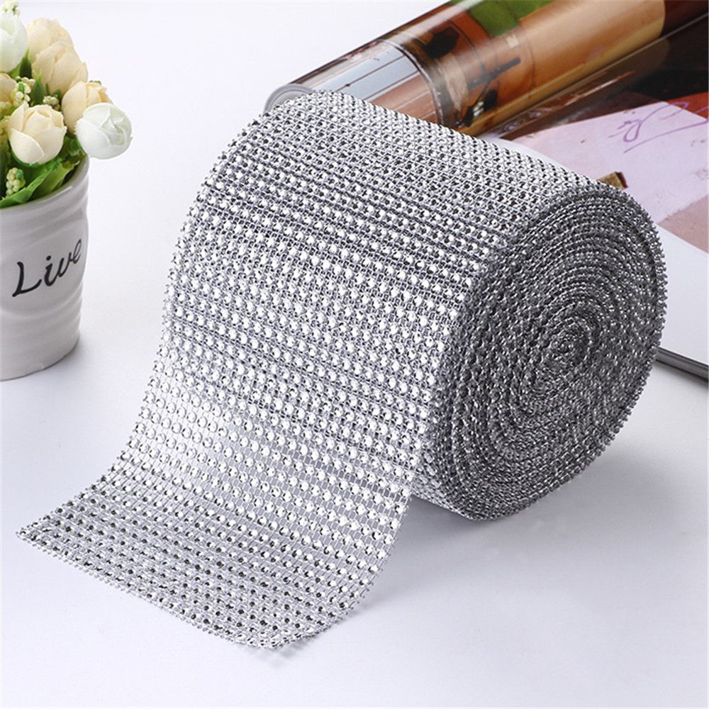 1 Yard 24 Rows Useful Cake Wrap Birthday Wedding Rhinestone Ribbon DIY Decoration Resin Tulle Crystal Diamond Mesh