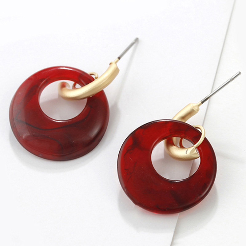 【Hongtai Store】AENSOA 2023 New Cute Acrylic Round Drop For Wo Circle Dangle Earrings Party Jewelry Gift Wholesale 4 Colors