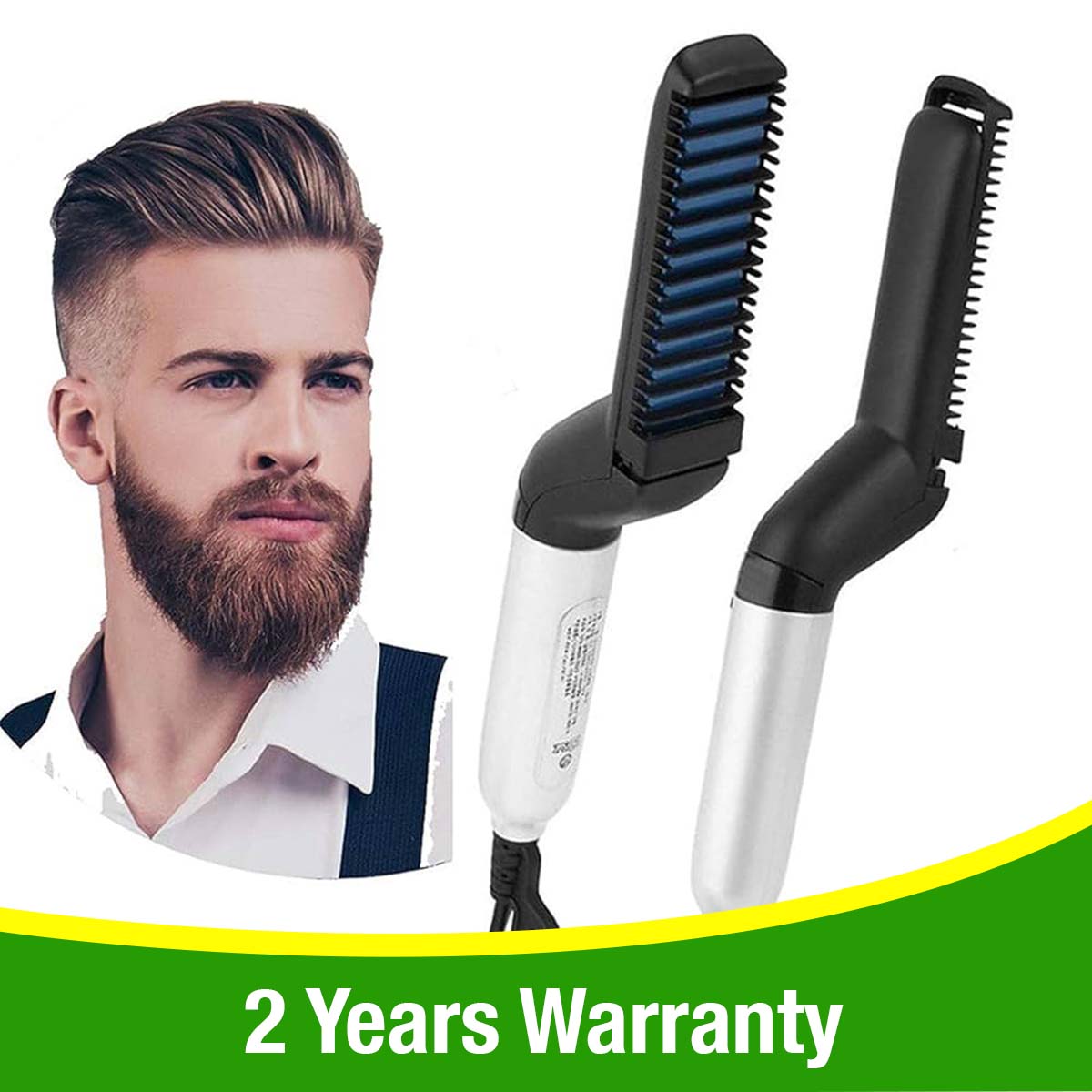 Beard Straightener & Hair Comb - Multi-Functional Men’s Electric Hair Brush for Beard & Hair Styling, Straightening, Curling, Fast Heat-Up, Anti-Scald, Portable Grooming Tool