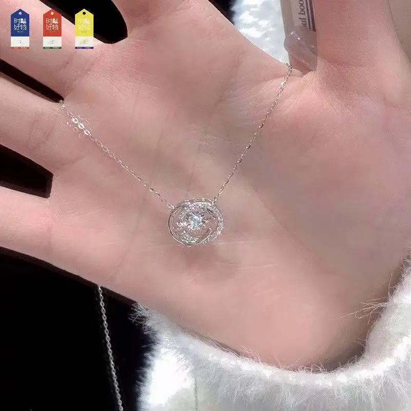 【Top-notch quality】Double Women's Double Ring Beating Heart Clavicle Chain Elegant Light Simple All-match Smart