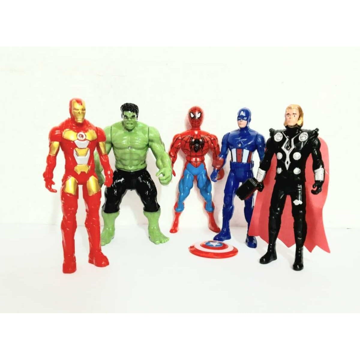 5 In 1 Avengers Set Action Figures With Disc Launcher - Captain America, Iron Man, Hulk, Thor, Spiderman - Action Toys For Kids, Age Of Ultron