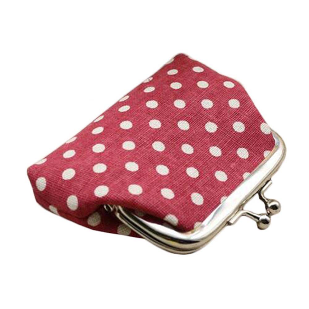 Retro Cute Dots Buckle Zipper For Girls Coin Bag Money Bag Small Purse Wallets Linen Coin Purse