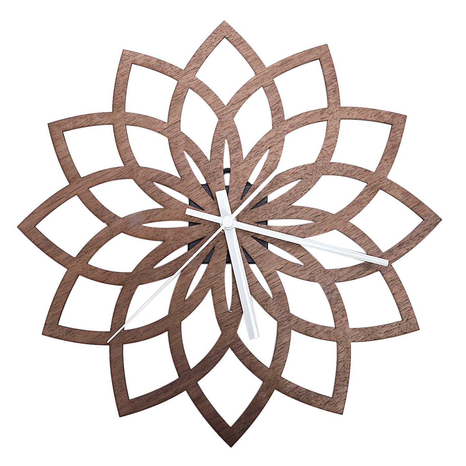 NAMUNY Natural Peach Wooden Lotus Modern Wall Clock Fashion Flower Wall Log Quartz Clock Mute-B