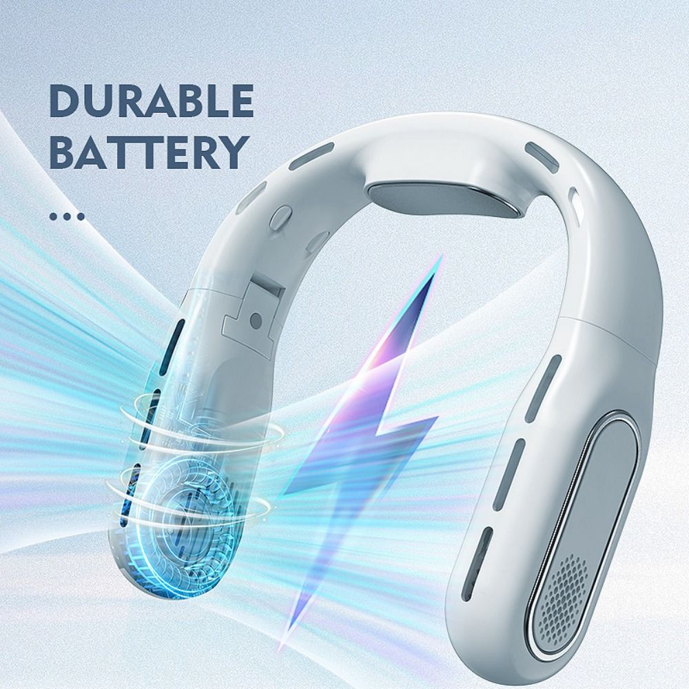 Portable Mini Digital Display Leafless Hanging Neck Fan 3 Speeds Foldable Design Portable Neck Fan Quiet Operation Vaneless Technology Charging Fan Camping